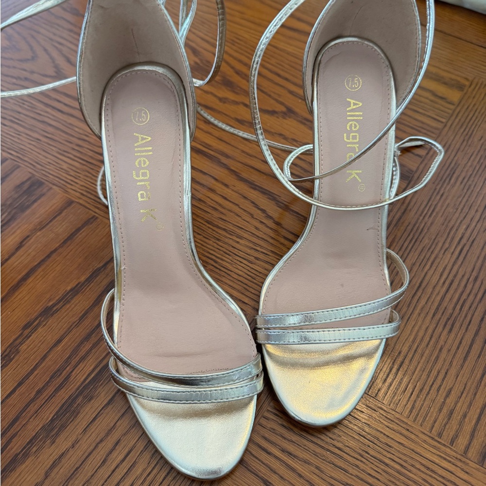 Allegra K Women's gold Wrap Heels